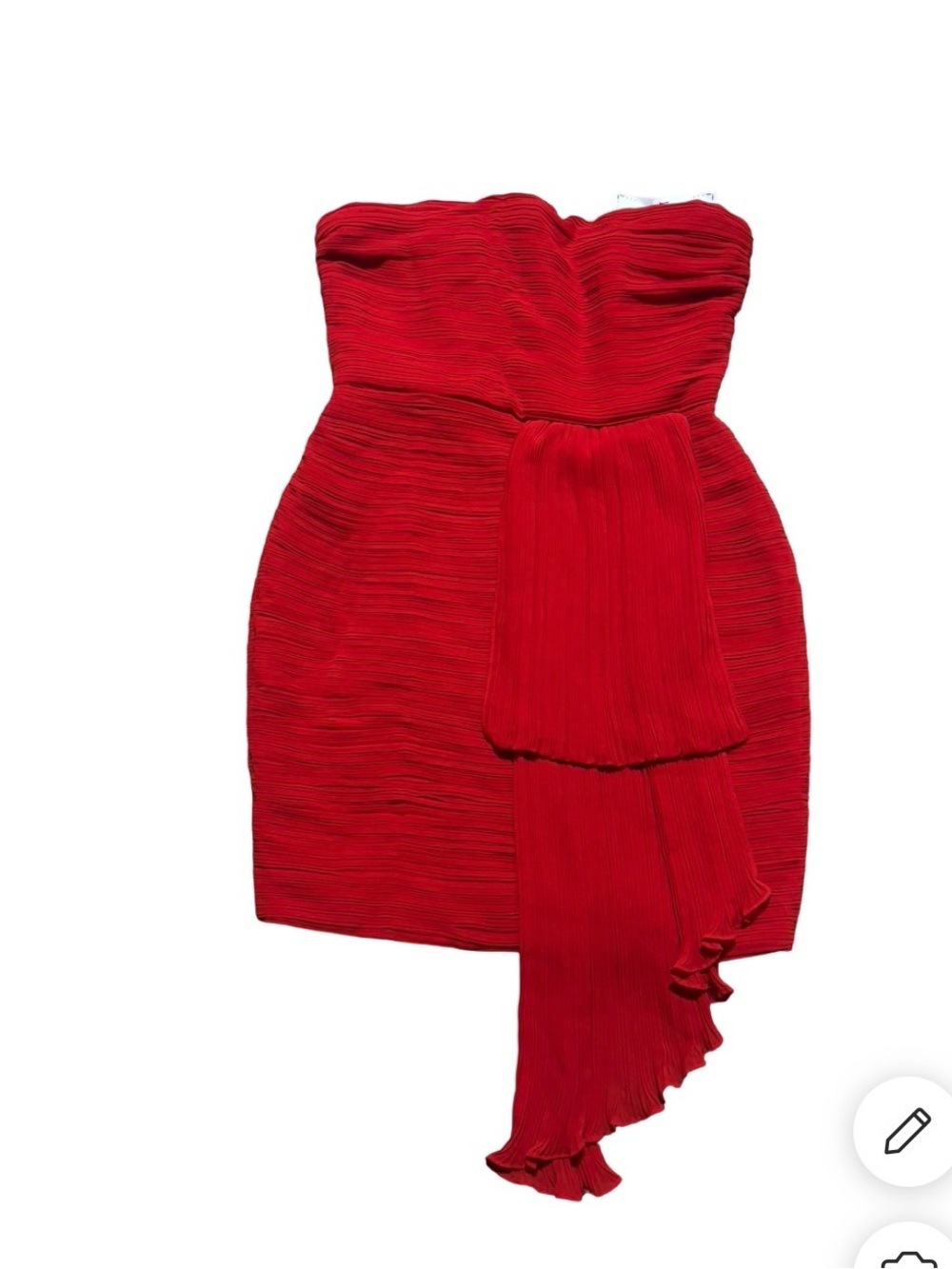 Fame and Partners Strapless Formal Red Pleated Mini Dress Draped Panel Size 4